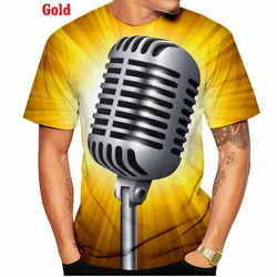 Hot Sale Harajuku Fashion 3d T-shirt Hip Hop Music Men Casual T Shirt Printed Metal Microphone Dj T-shirt