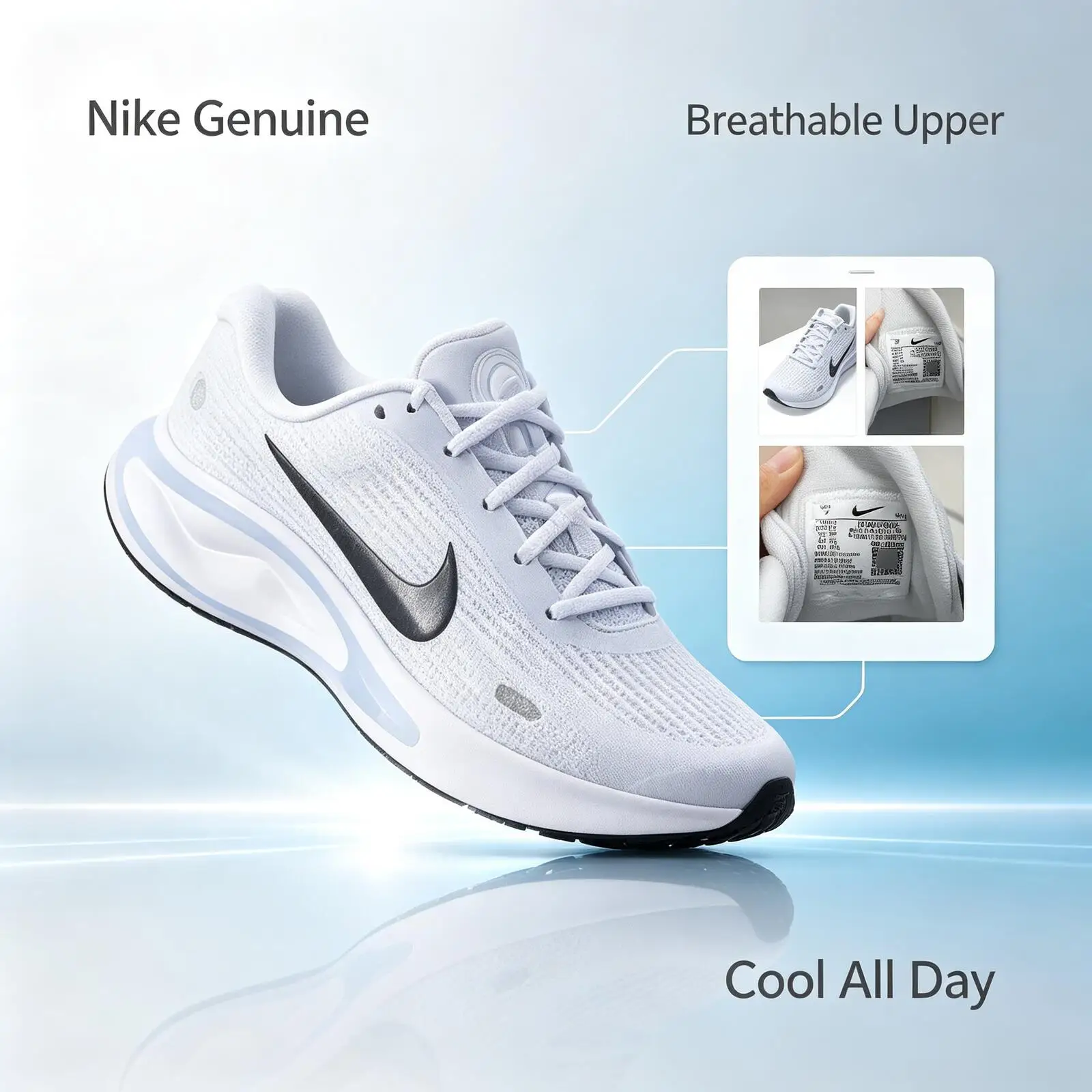 Nike Genuine Women Air Winflo 12 White Running Shoes Lightweight Breathable Mesh Cushioned Athletic Sneakers Anti Slip Shoes