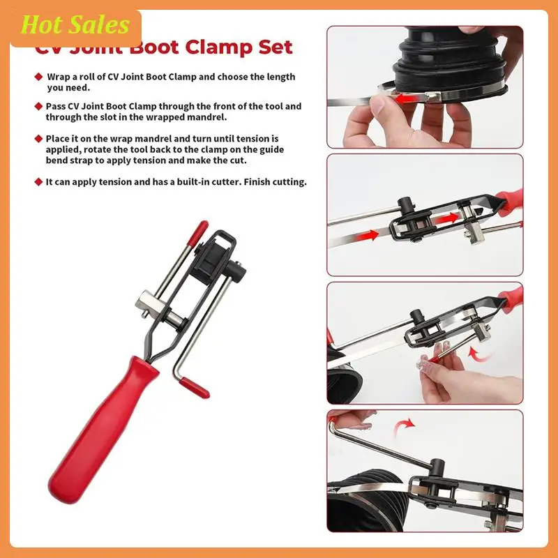 

AA05 CV Joint Crimp Clamp Plier CV Boot Clamps Car Joint Binding Trunk Axle Clamp Tool Repair Tool With 200 Boot Band Clamps