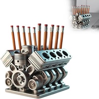 Pen Holder With V8 Engine Engine Desk Organizer Pen And Pencil Block Style Holders Desk Decoration Gift Toy