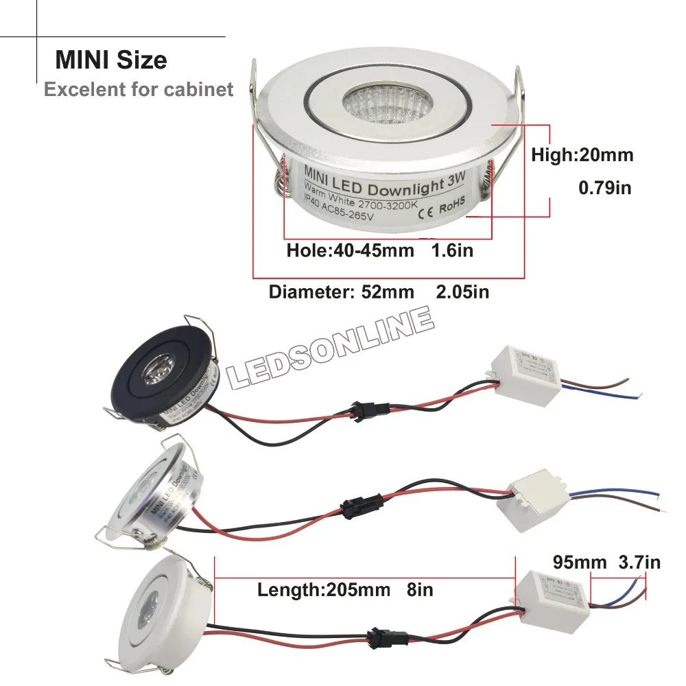 10pc 1W Mini ha condotto Il Downlight Cabinet Da Incasso luce del Punto ha condotto il Driver Natura Allo Stato Puro bianco Caldo e Bianco Argento