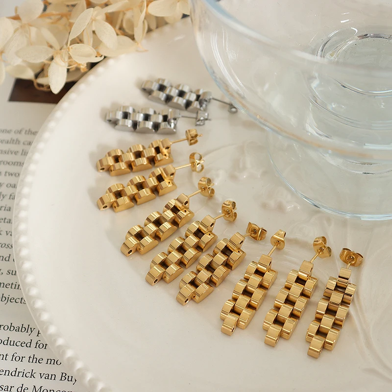 Watch Chain Earrings Jewelry Stainless Steel Earrings Creative Jewelry Ladies Fashion Accessories Personality Trend Wholesale