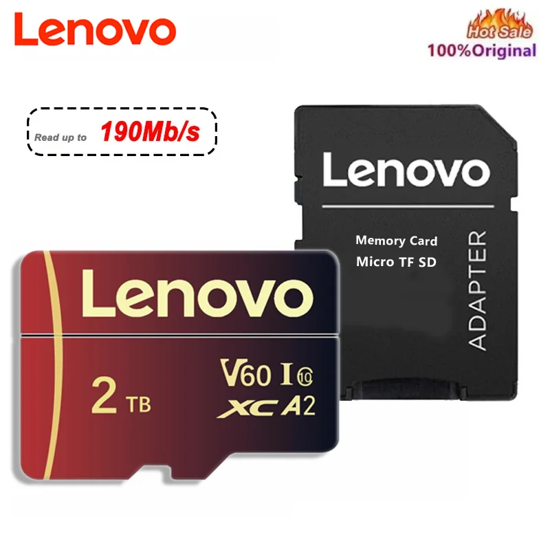 Lenovo การ์ดหน่วยความจำ512GB 128GB 2TB 1TB V30 U3 4K Full HD Micro TF Mini SD Card TF Flash Card หน่วยความจำ TF สำหรับโทรศัพท์/กล้อง/MP3/MP4