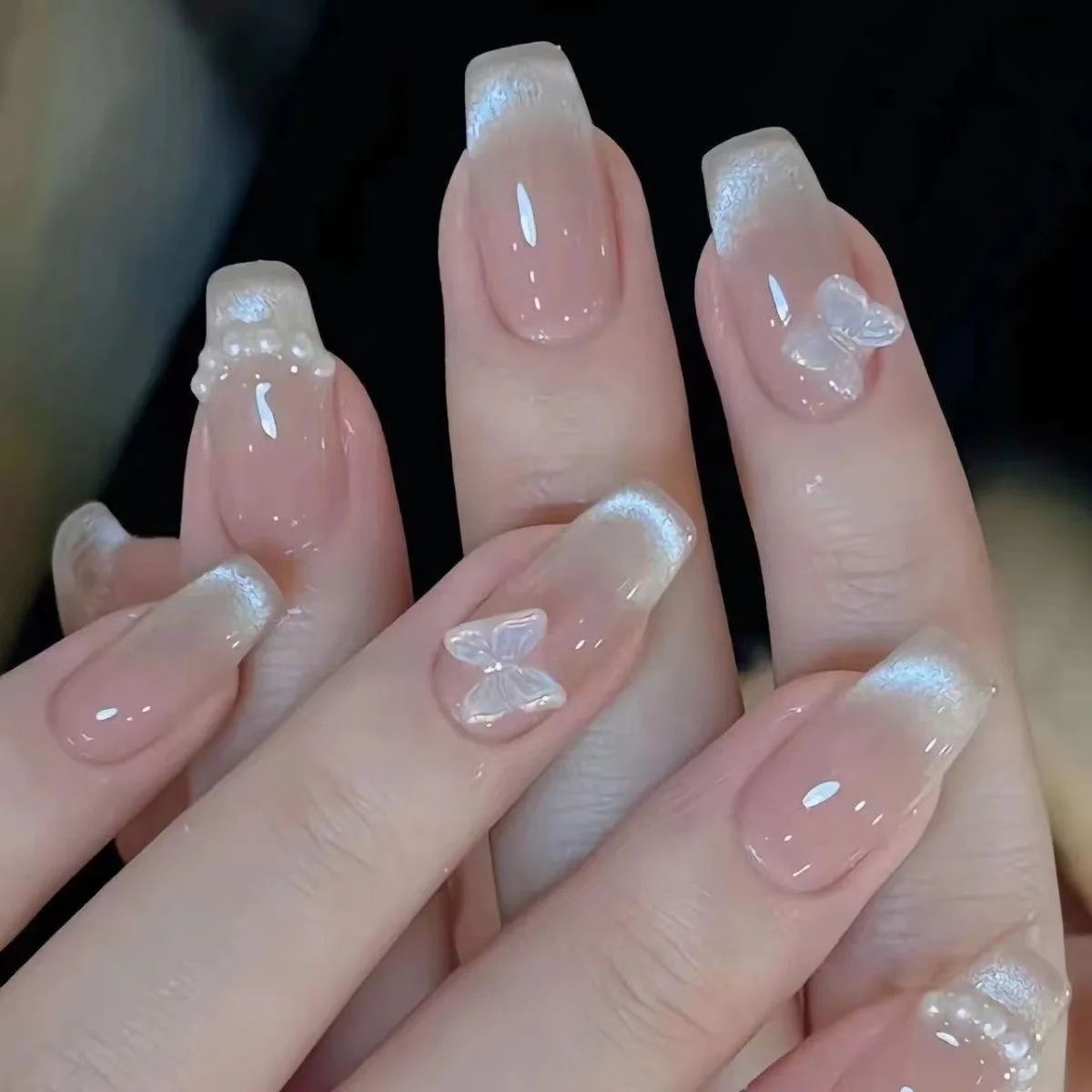 أحمر خدود عين الفراشة مصنوع يدويًا ، أظافر مزيفة ، علاج بالضوء ، 10