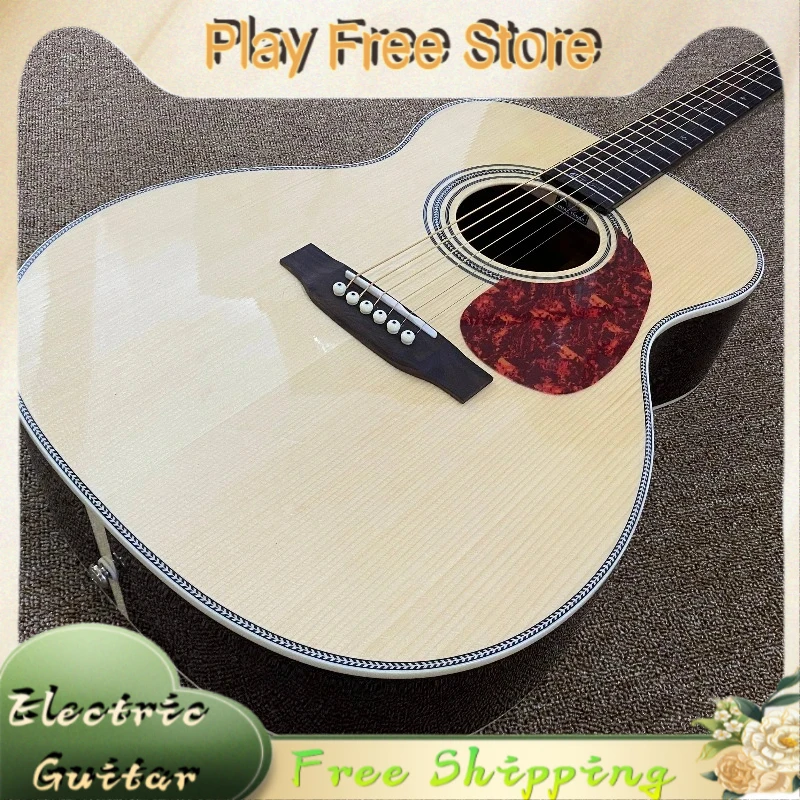 00028EC 39 Inch Natural Wood  Acoustic Guitar Spruce Solid Top Female Beginner Balanced Sound Free Shipping Hot Sale New