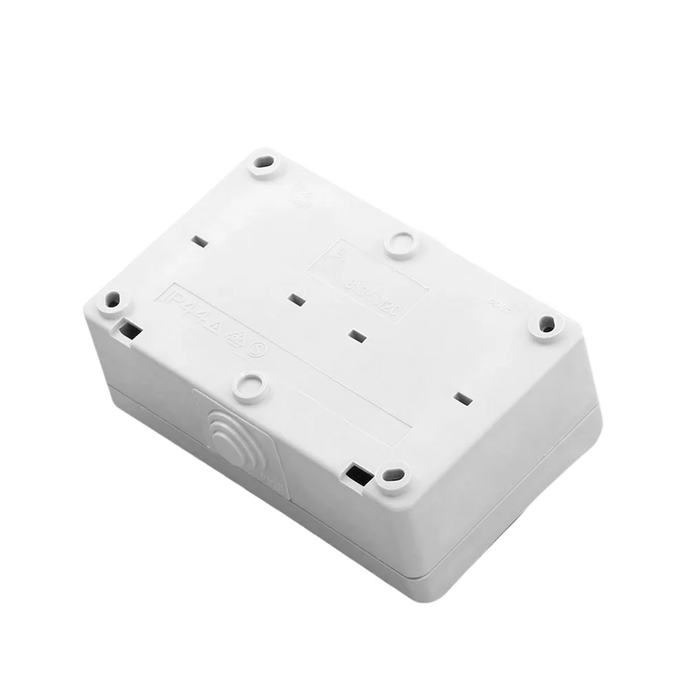 Black PP IP44 Waterproof 2 Way For Surface Mounted Outdoor Socket 16A 250V For Garden Terrace Wall Electrical Receptacle