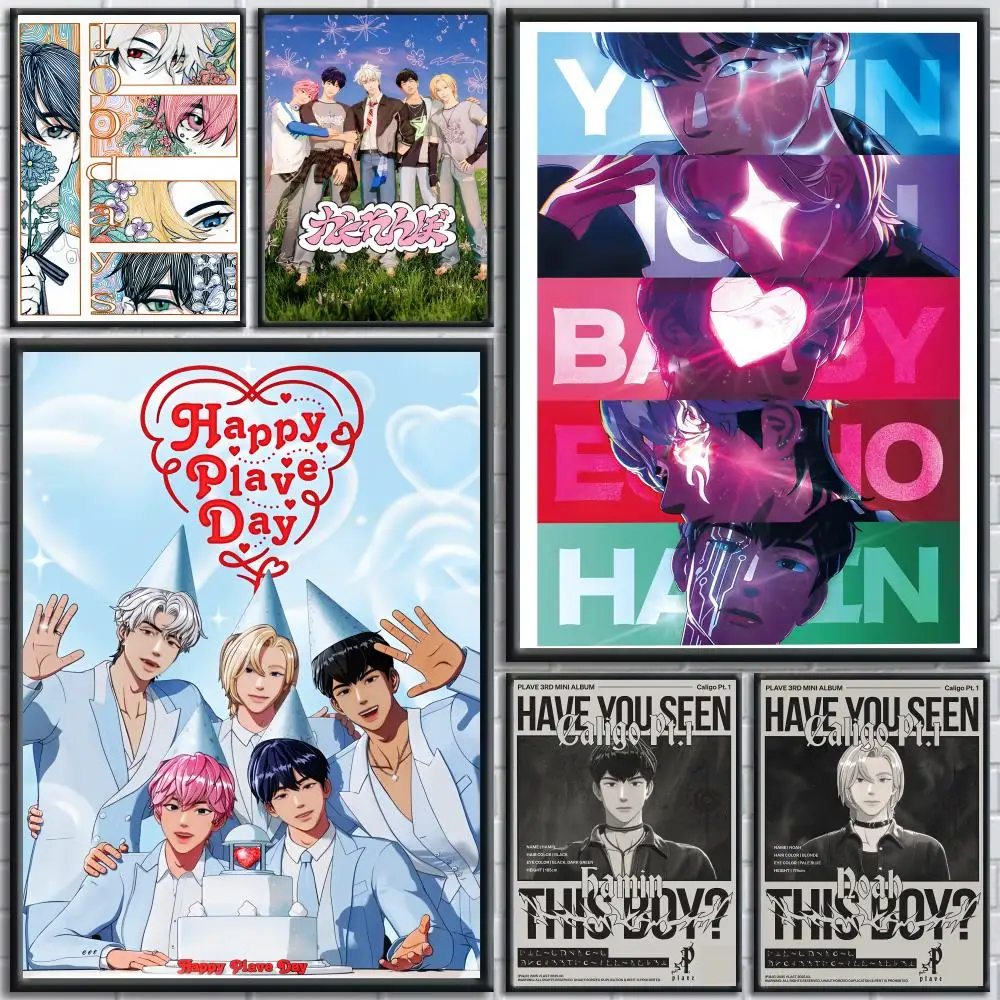 KpOp Group P-pLAVE Painting Calligraphy Wall Art Canvas Poster Premium Home Decor Print for Living Room Bedroom