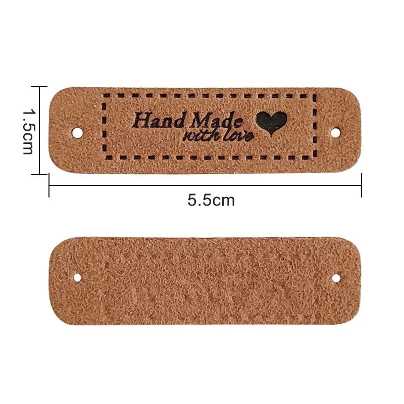 10pcs PU Leather Labels Tags Handmade Labels Made with Love DIY Clothes Hats Bags Hand made Labels Sewing Tag Sewing Accessories