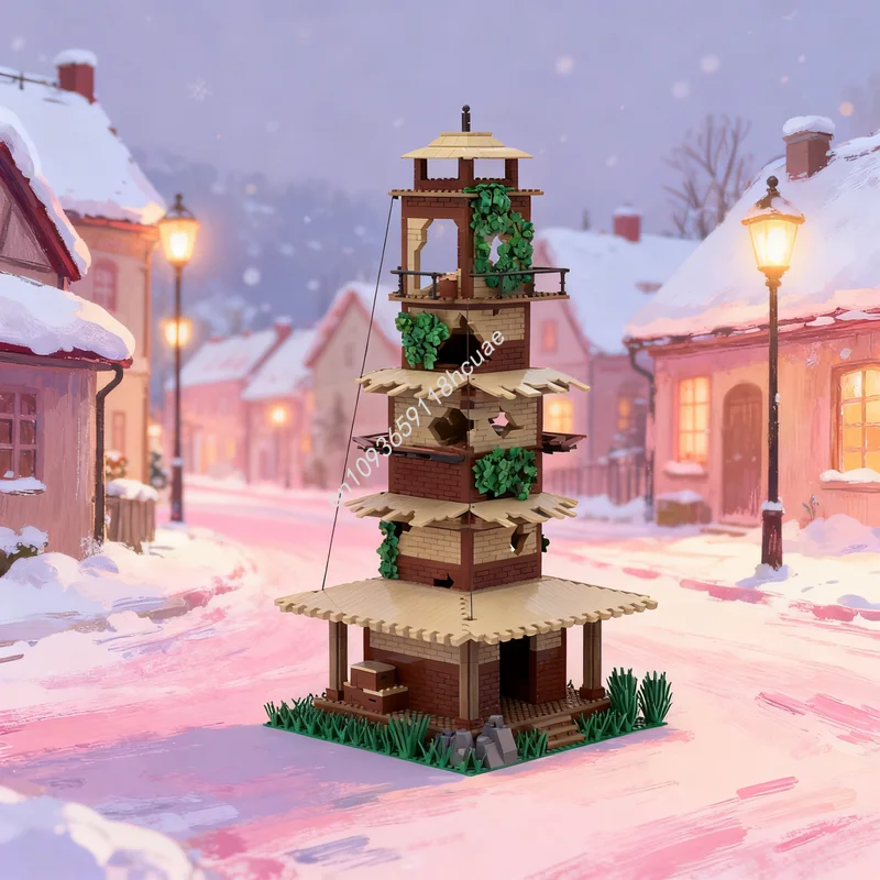 2574 peças MOC Modular Streetscape Far Cry 4 Modelo de Torre de Rádio Blocos de Construção Brinquedo Educativo Ideia de Presente de Natal