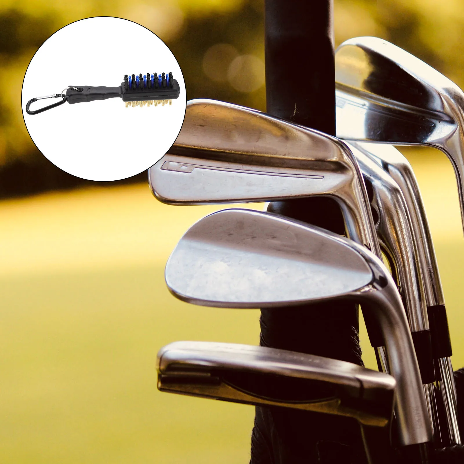 

Golfing Cleaning Tool Club Brush with Hook Double Sided Bristle Scrubber for Fast Effective Shaft and Groove Maintenance