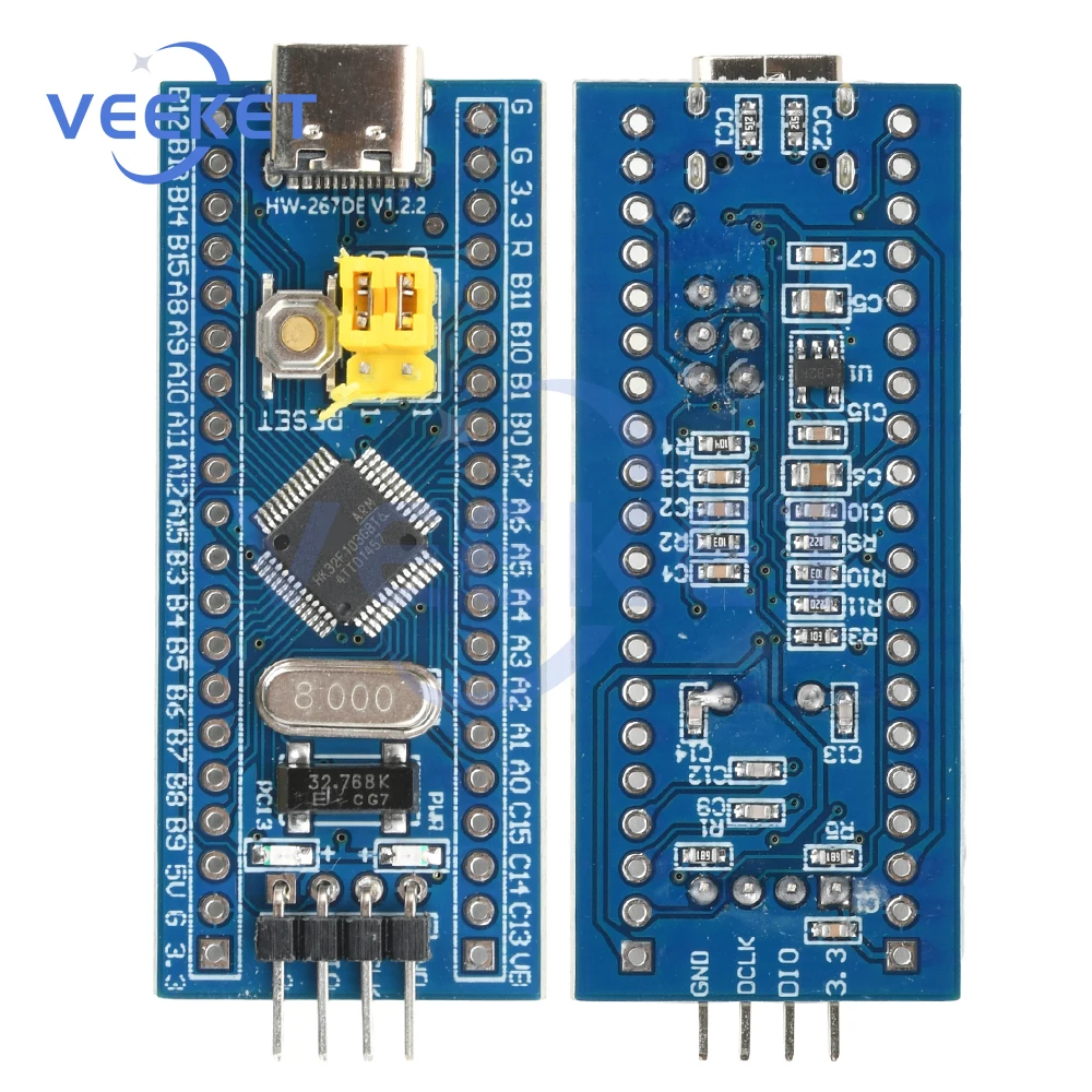 Placa de desenvolvimento stm32f103c8t6, placa núcleo de aprendizagem mcu programável para comunicação usb tipo-c interface