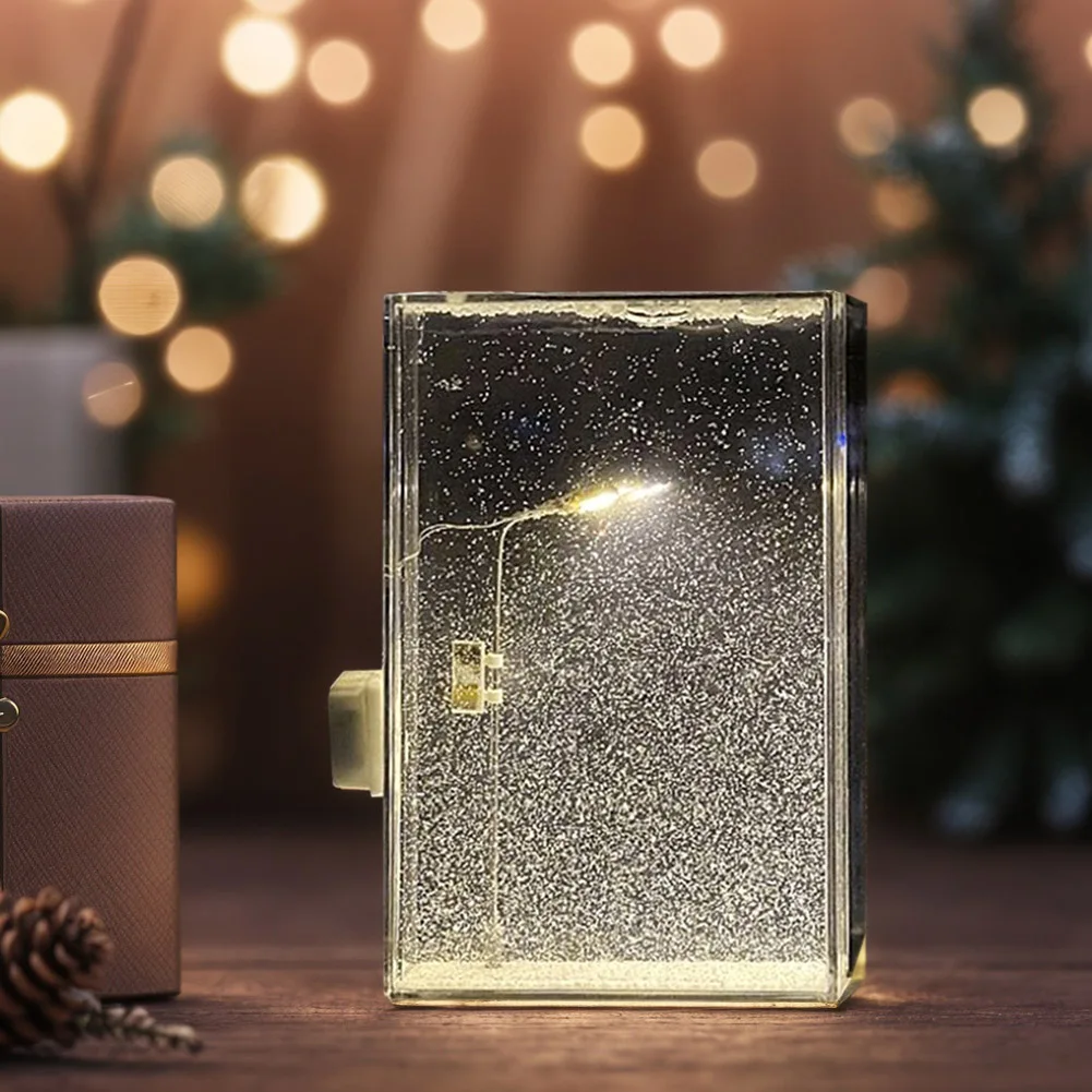 DIY Handmade Snowy Lamp Simulation Snow Scene Street Lamp Decorative Flowing Snow Christmas Night Light Home Room Decorations