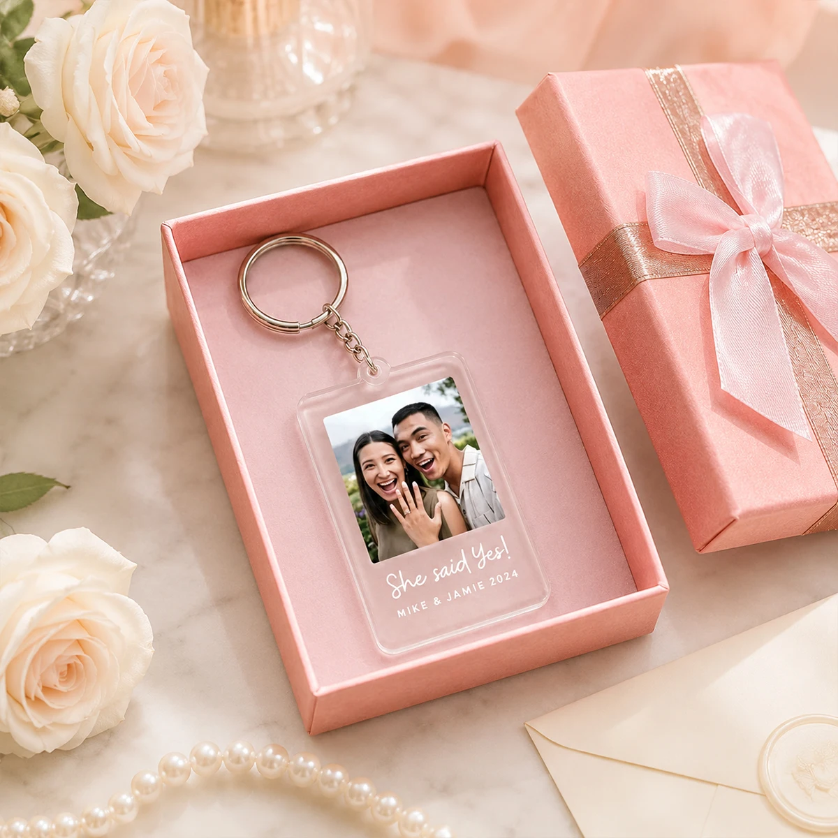 Custom Photo Acrylic Keychain, Personalized Text Key Ring