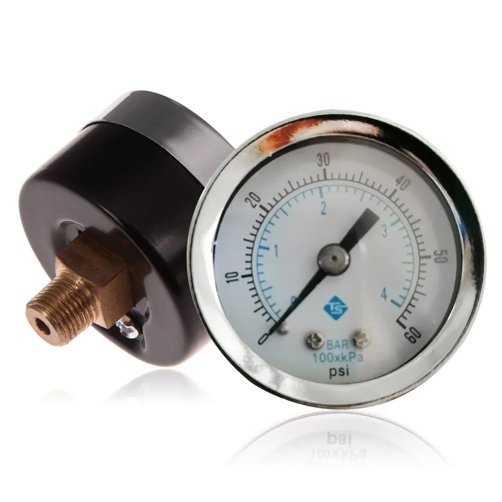 1/8inch NPT Air Compressor Hydraulic Pressure Gauge 0-60 PSI Mini Pressure Gauge Back Mount 1.5inch Face Manometer