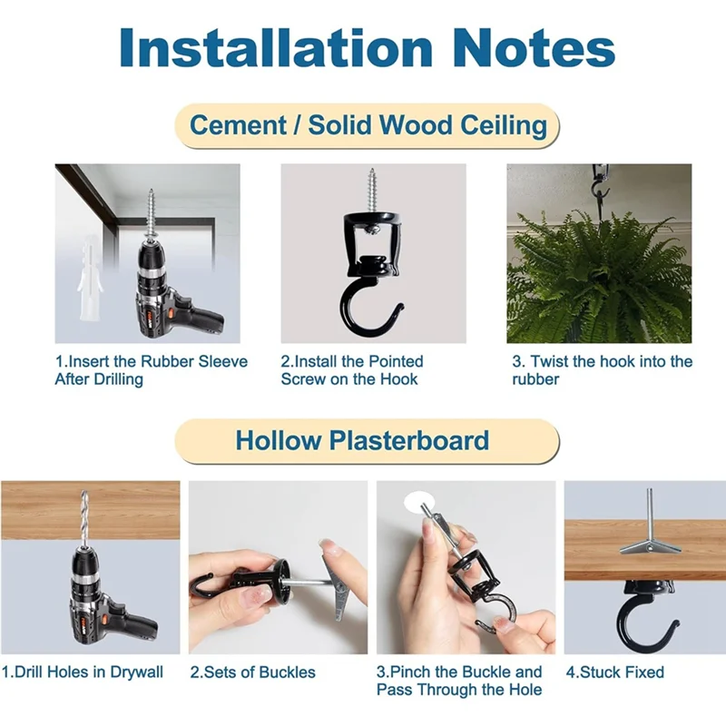 DHIPP-6 шт. Потолочные крючки для подвешивания растений, прочные металлические крючки для растений, винтовые крючки для подвешивания кормушек для птиц, простая установка