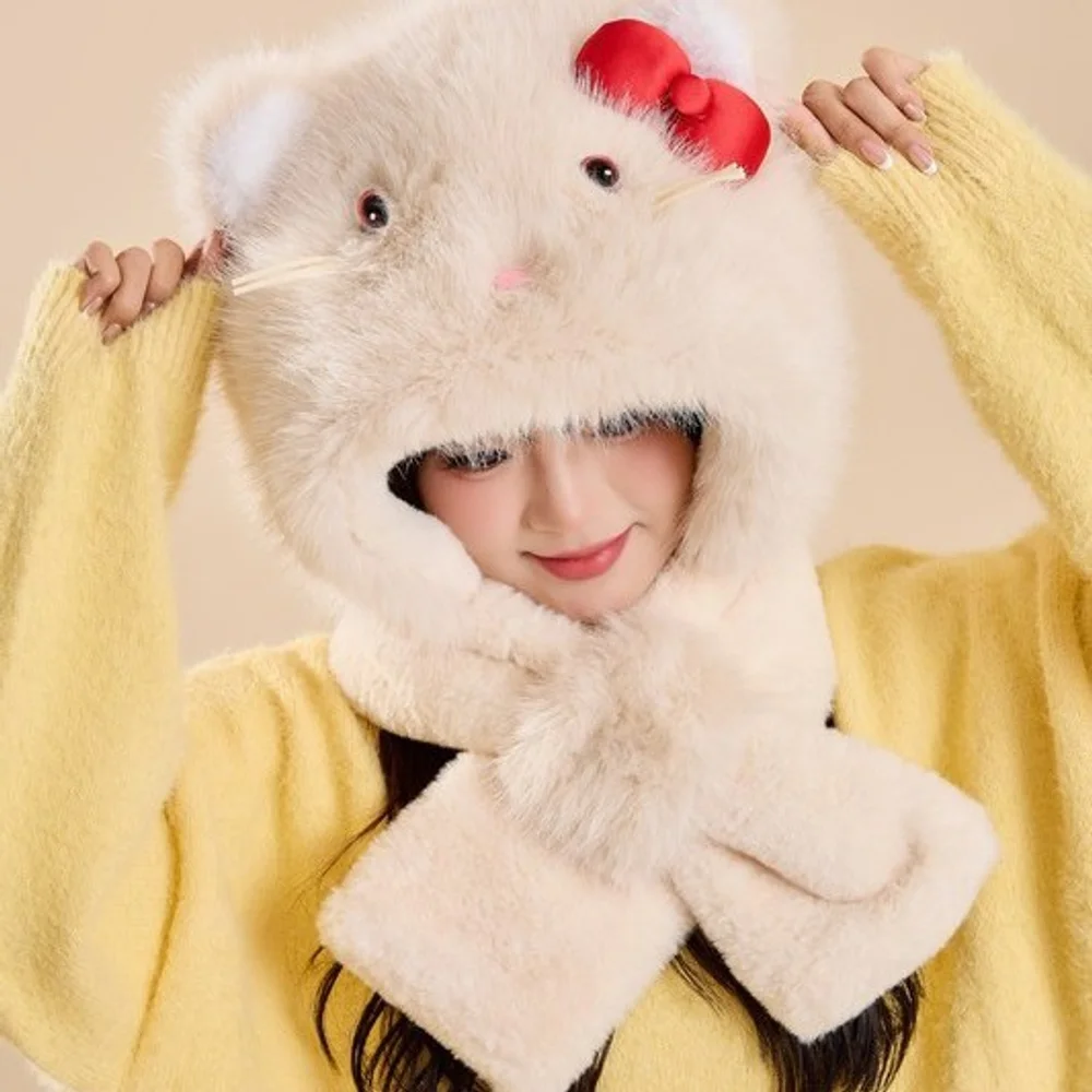 2025 Gorro nuevo lindo lazo femenino dulce chica corazón horquilla Clip mostrar cara pequeño sombrero cálido