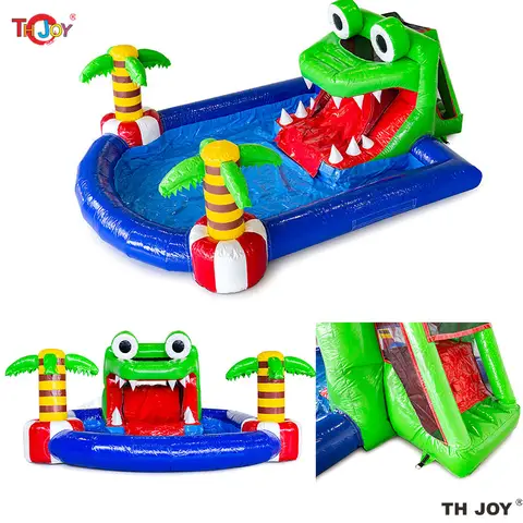 6x4m Mini park Crocodile Bounce House Inflatable Water Pool Slide