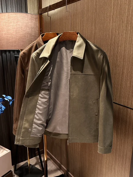 

Classic Italian Style Men's Casual Flip-Collar Jacket Luxury Business Lightweight Spring New Arrival Standard Fit Polyester