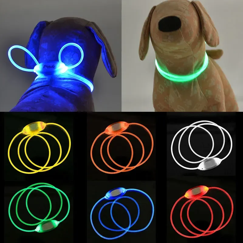 1szt LED Pet Collar Regulowana nocna obroża bezpieczeństwa dla psa Luminous Light Up Pet Dog Bright Collar Leash Glow in the Dark Outdoor