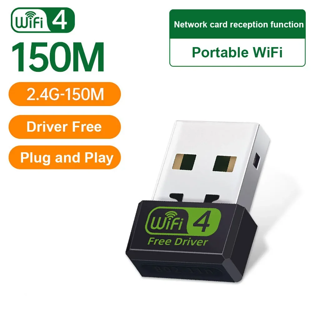 

150Mbps USB WiFi Adapter 2.4G WiFi Network Card USB Ethernet for PC Laptop Desktop Linux Windows WiFi Receiver USB Dongle