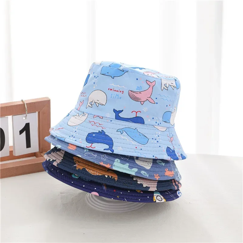 Sombrero de cubo de verano para bebé, gorra de pescador para niños y niñas, Anti-UV, a prueba de viento, dibujos animados, gorro para niños,