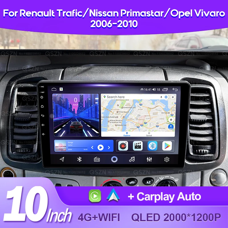 

QSZN для Renault Trafic 2001-2010 OPEL Vivaro 2006-2010 Nissan Primastar 2006-2014, автомобильный радиоприемник Android 13, мультимедийный видеоплеер