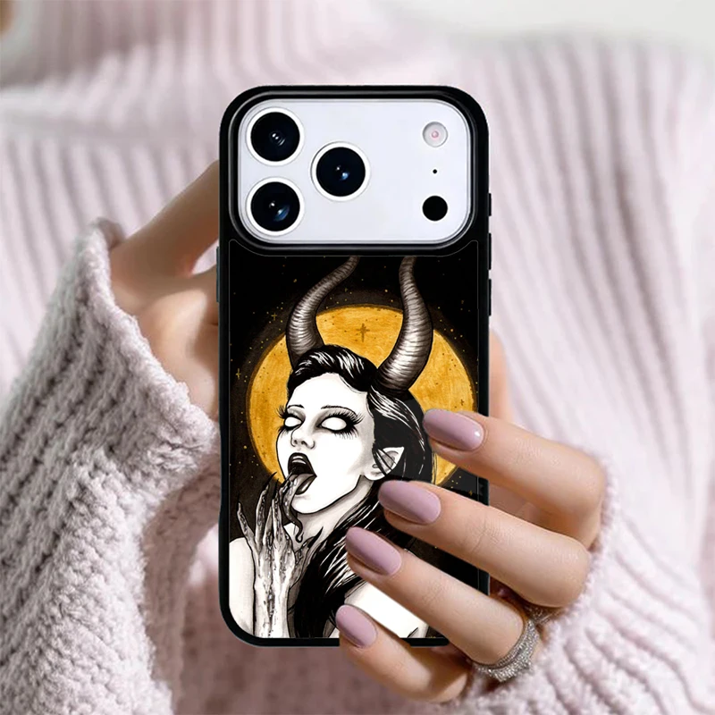 

Gothic Witch Satan Phone Case For iPhone 17 16 Pro Max 15 14 Pro 11 12 13 XR XS 6 7 8 Plus Shockproof Silicone Cover