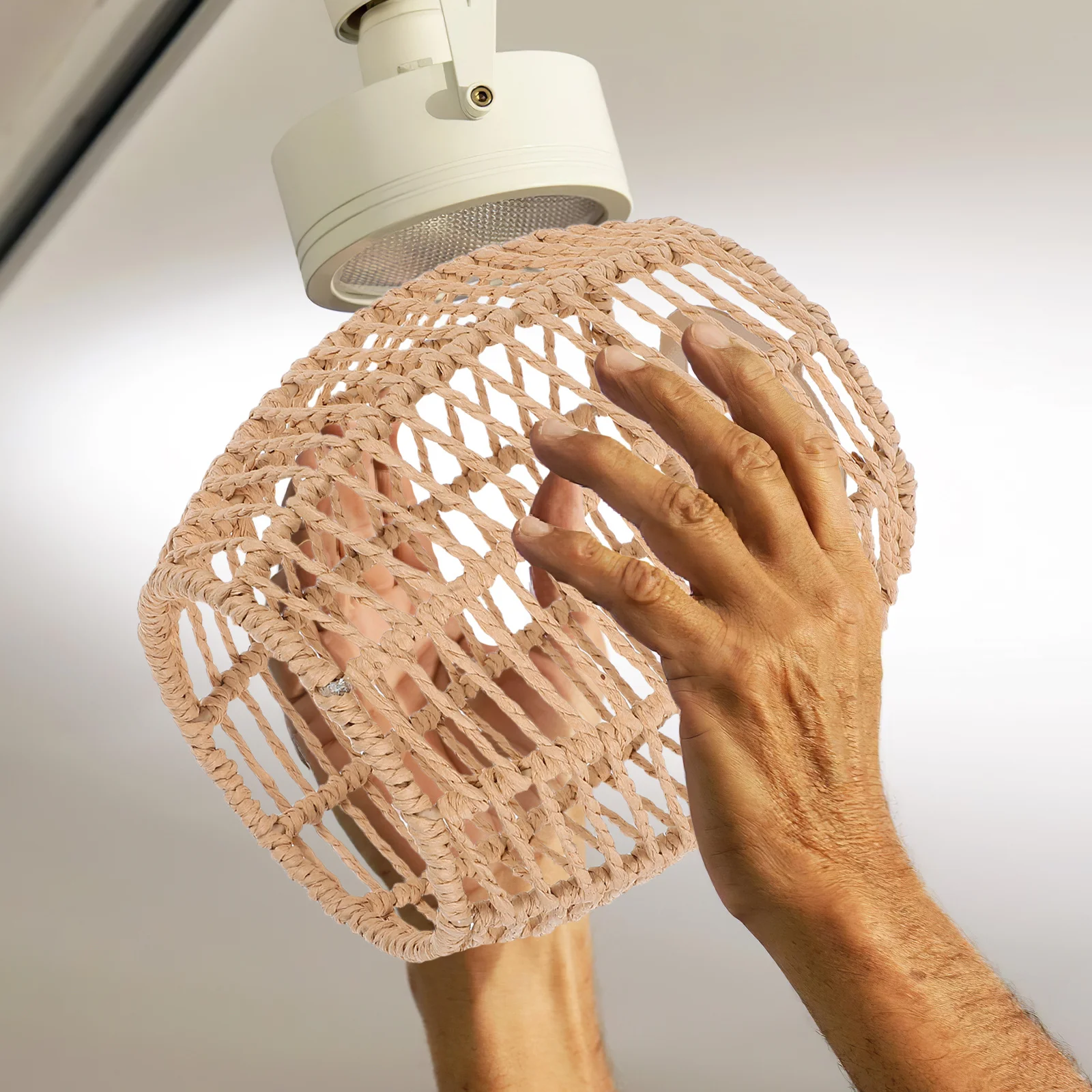 

Handwoven Rope Lampshade for E27 Bulb Vintage Woven Light Cover Rustic Pendant Lamp Shade Cozy Lighting for Restaurant Home
