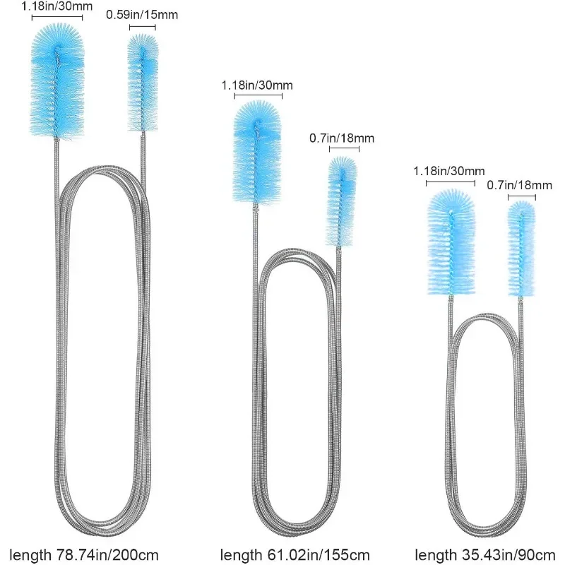 90cm/155cm/200cm Spring Brush Aquatic Fish Tank Pipeline Cleaning Brush Nylon Pipeline Cleaning Brush Filter Cleaning Brush