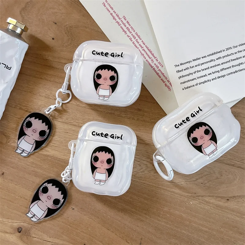 

Cute Cartoon Girl Earphone Case For Apple Airpods 4 3 2 Pro 3 Cover Soft Silicone Headphone Cases For Airpods Pro 2 Protective C