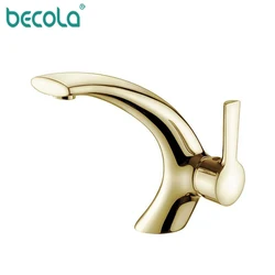 Becola Modern Brass Basin Faucet Gold Bathroom Faucet Hot & Cold Brass Basin Sink Faucet Single Handle Mixer Taps