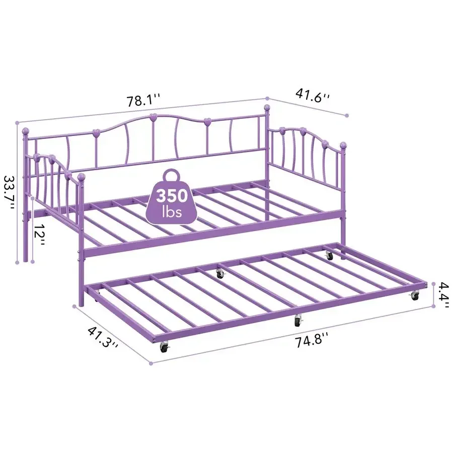 Stylish Twin Daybed with Trundle Sofa Frame