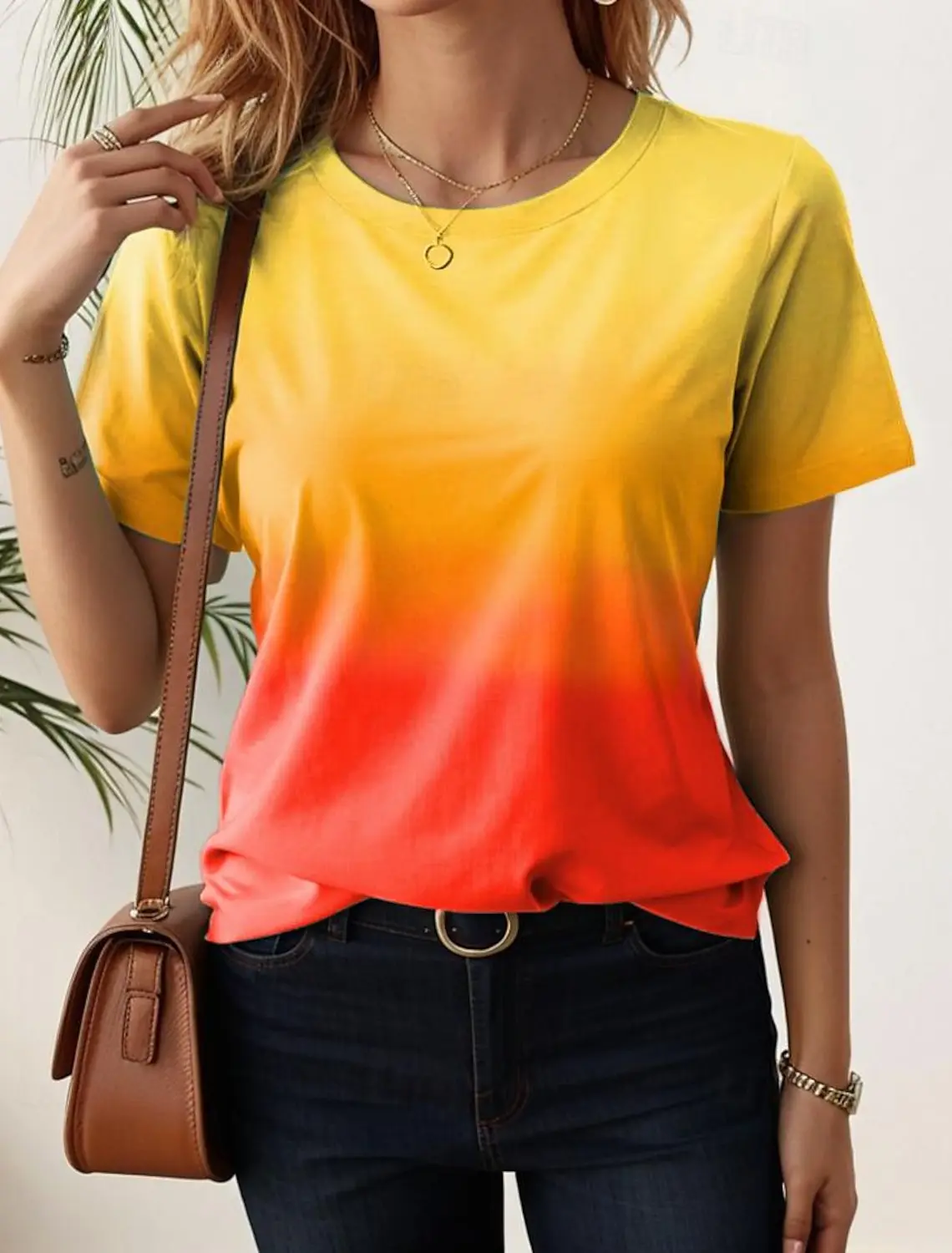 Women\'s T-Shirts For Women 3d Gradient Print Tees Casual Street Femalewear Summer Oversized T-Shirt Fashion Lady Y2k Clothing
