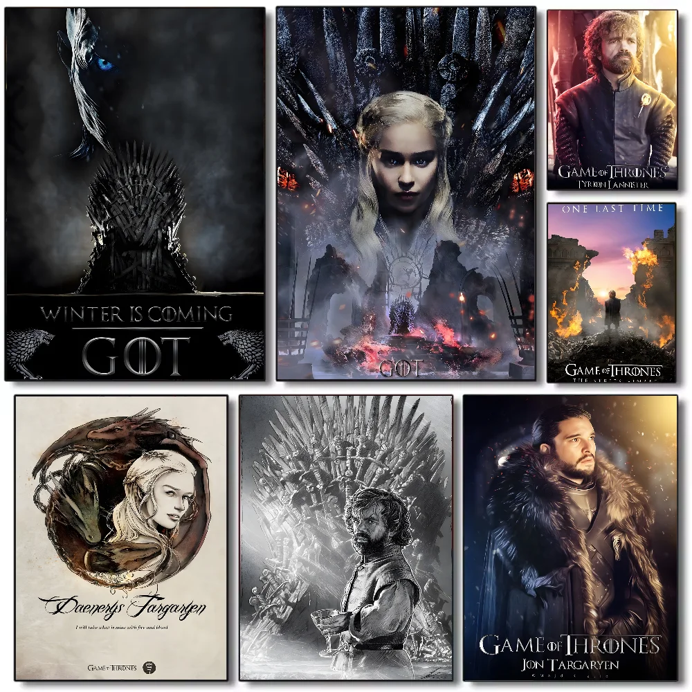 D-Dragon Movie Game Of T-ThroneS W-Western Poster HD art sticky wall waterproof home living room bedroom bar aesthetic decoratio