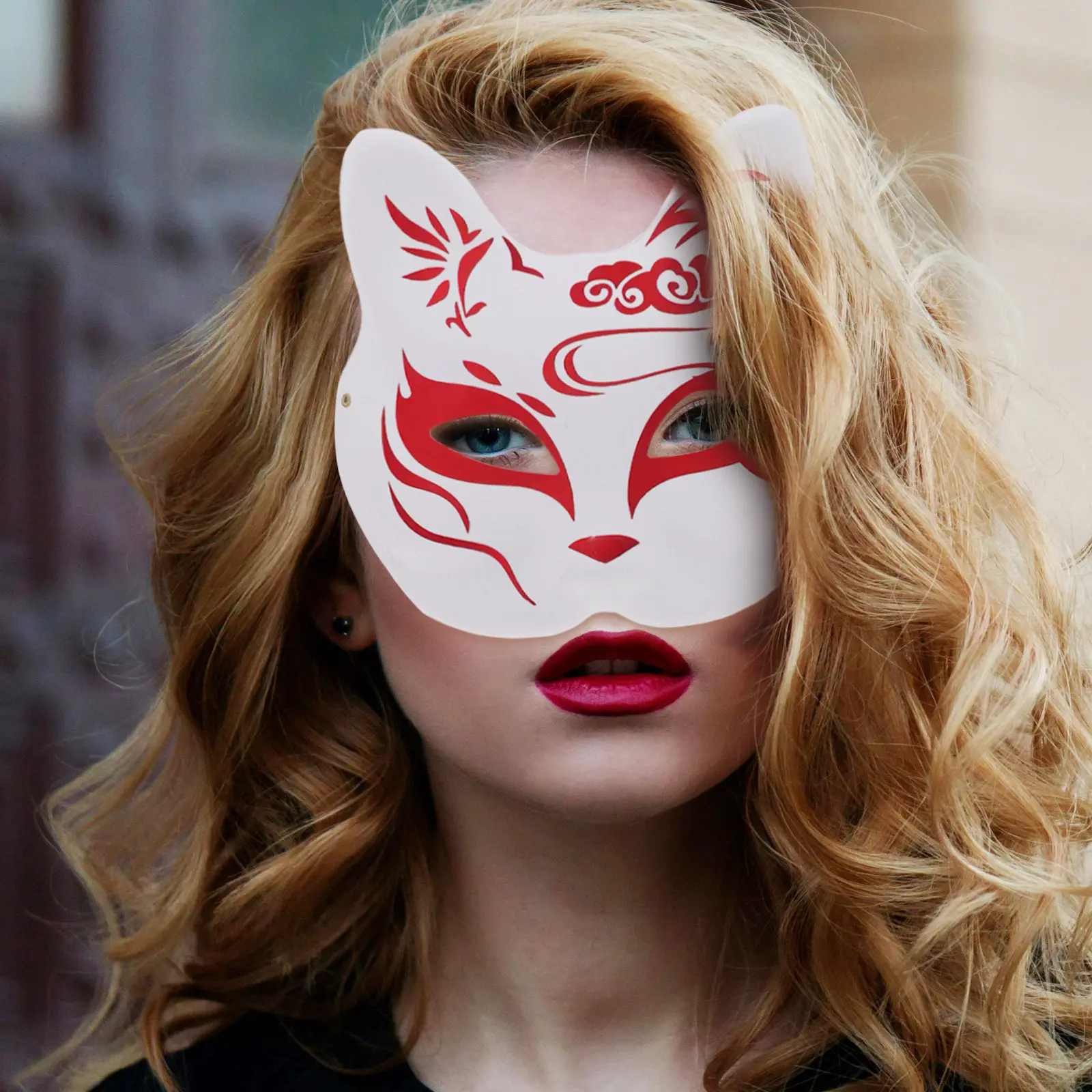 10Pcs Fox Masquerade Mask Unpainted White Craft Paper Fox Face Mask DIY Paintable Halloween Costume Animal Dress Up