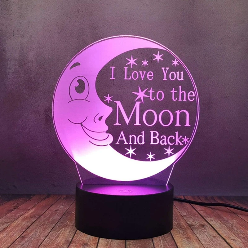 3D Mond visuelle Acryl lampe für Kinderzimmer Tisch dekoration führte Liebe dich Mond Farbe Nachtlicht Geschenk zum Geburtstag