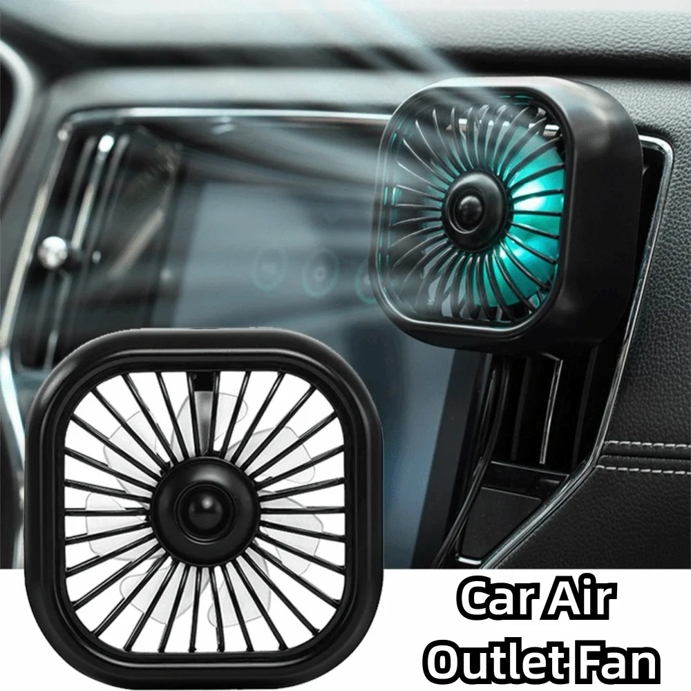 Colorful Lighting Car Air Outlet Fan Adjustable Low Noise USB Small Cooling Fan Multi-functional 3 Speed Mini Air Conditioner