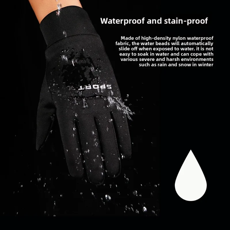 Winter Thermal Gloves Men and Women Fishing Fleece Non-slip Waterproof Dew Two-finger Riding Takeaway Rider Gloves