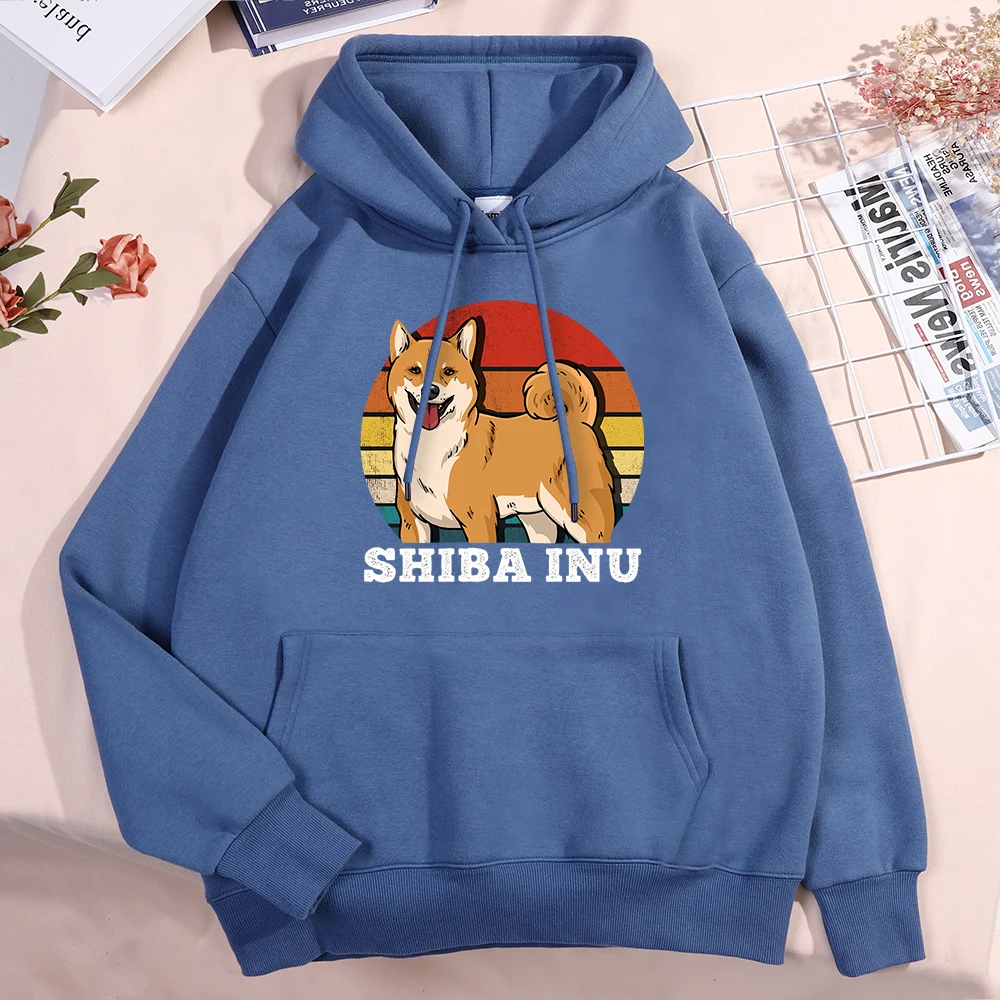 Japanese Harajuku Shiba Inu Men Women Hoody Fashion Warm Pullovers Creativity O-Neck Sweatshirt Fleece Loose Sweatshirt Mens