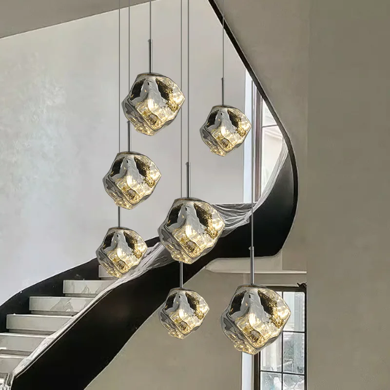 NEW Ice Crystal Pendant Lamp Nordic Minimalism Bedside Restaurant Mirror Front Atmosphere Droplight Glass Stone Chandeliers Hot