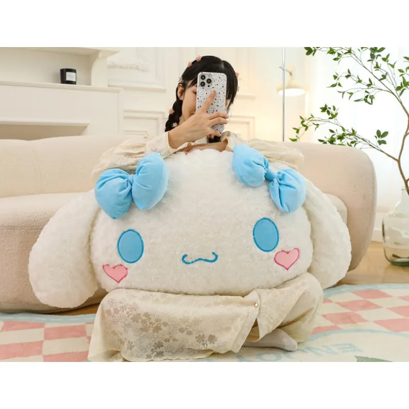 Almohada de sofá de gran tamaño, muñeco de peluche de dibujos animados de Sanrio Cinnamoroll, cojín de cama de perro, juguetes de peluche blancos,