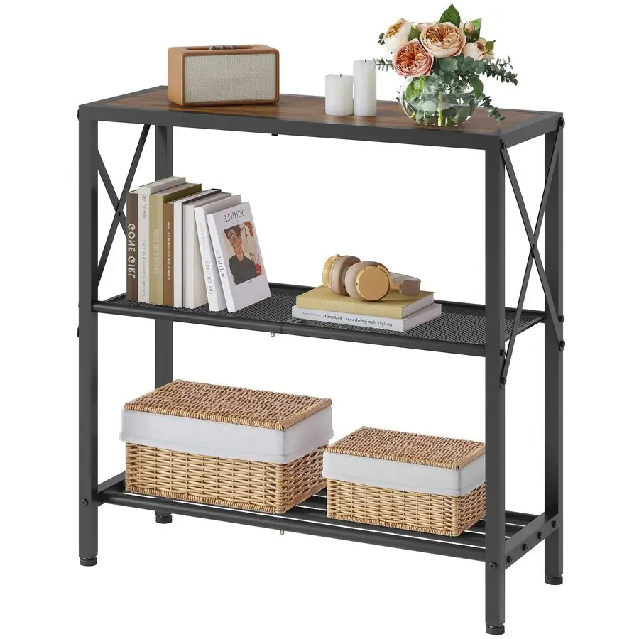 

Промышленный консольный стол, 3-уровневый стол для прихожей, металлический каркас, придиванный столик с полкой, стол для коридора, прихожий стол для входной зоны