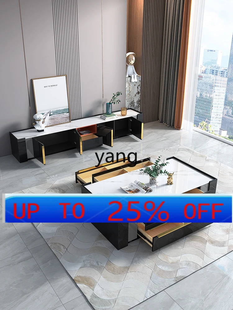 

Lmm Light Luxury Rock Plate Coffee Table TV Cabinet Combination casual Modern Living Room Home