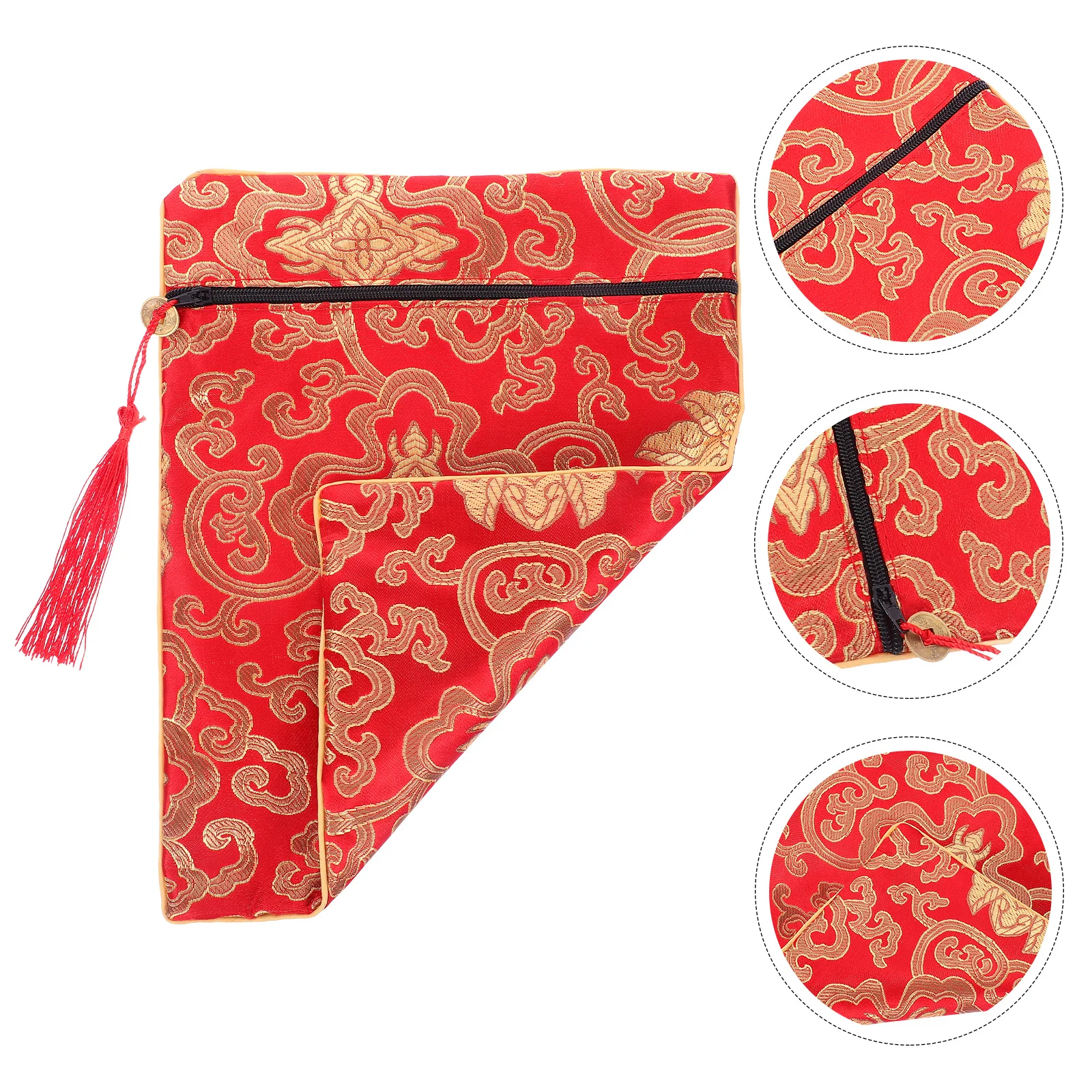 

Silk Scripture Storage Pouch 20x25cm Yellow Dragon Decorated Durable and Easy to Clean for Books and Documents