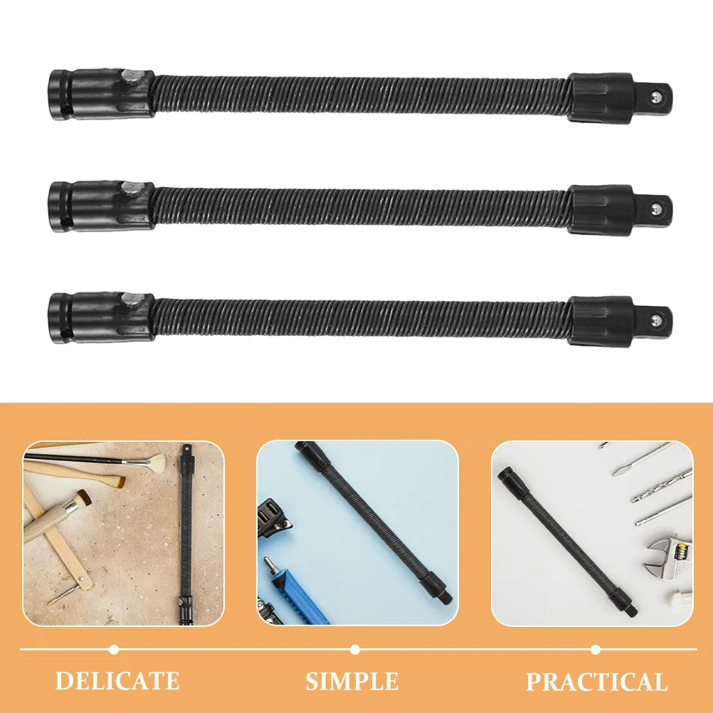 3Pcs Flexible Socket Extension Bar Universal Joint Shaft for Automotive Repair Home Improvement Ratchet Wrench Extender Bendable view 2