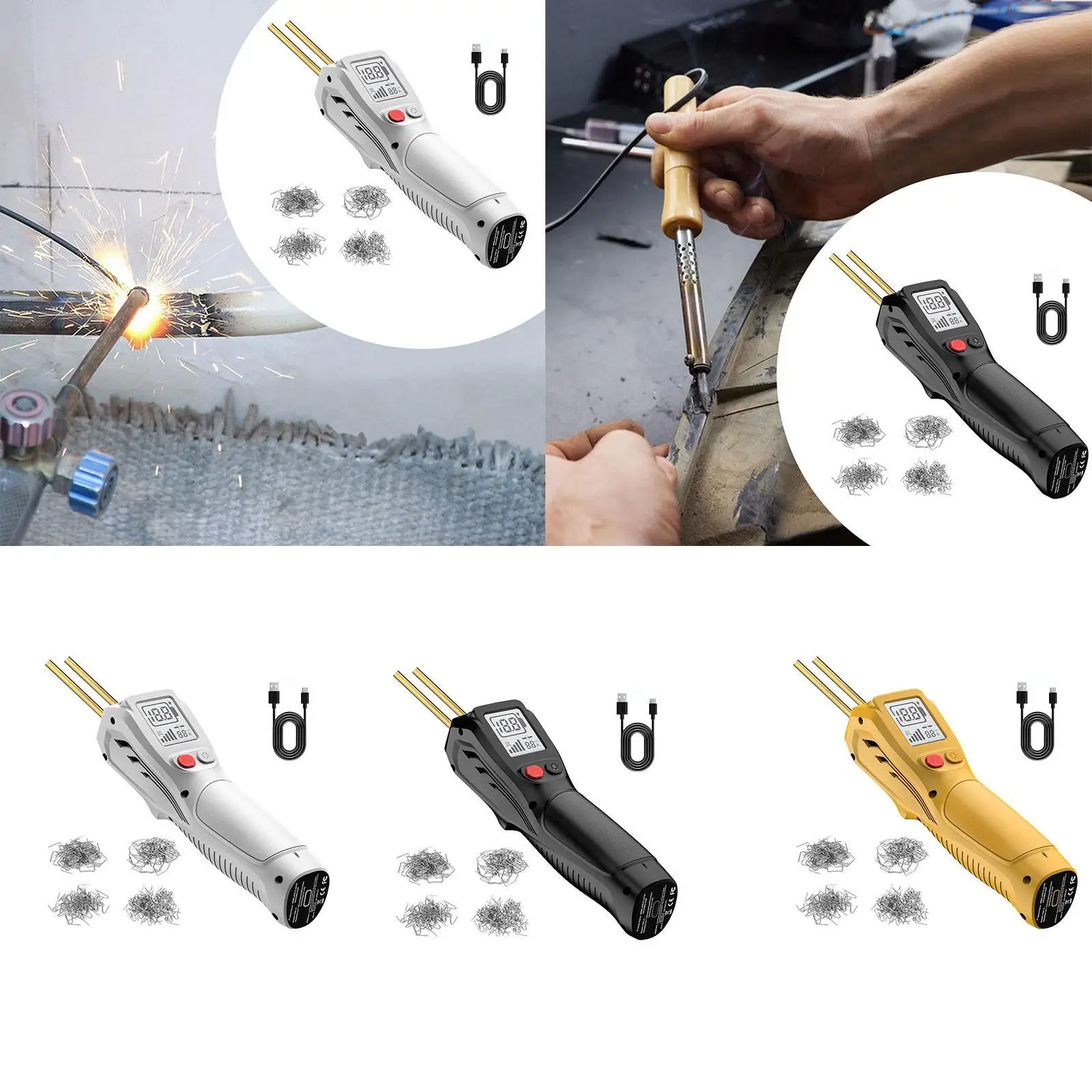 

Plastic Welding Kit Sturdy with Ergonomic Handle 5V Input Voltage 200 Staples Car Bumper Repair Kit Hot Stapler Welding Machine