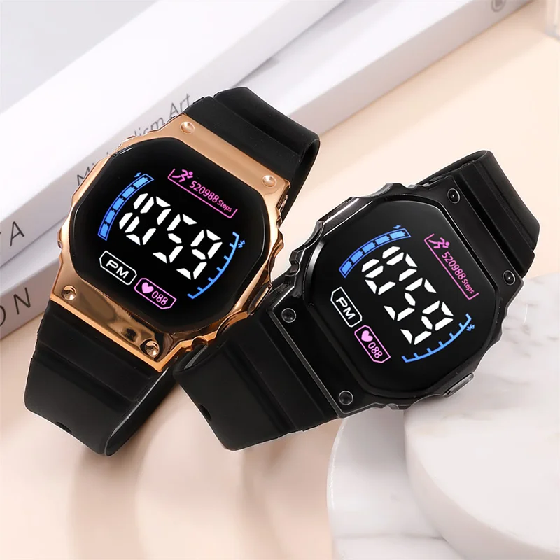 Jam Tangan pasangan Jam Tangan Digital LED สำหรับผู้ชายผู้หญิงนาฬิกาซิลิโคนกีฬาทหารนาฬิกา Hodinky reloj hombre