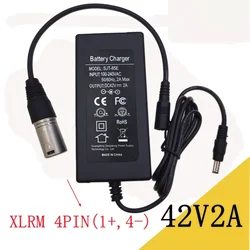 42v 2A charger Connector XLRM 4PIN(1+,4-) for 36v Li-ion lithium battery 10S 18650 battery pack
