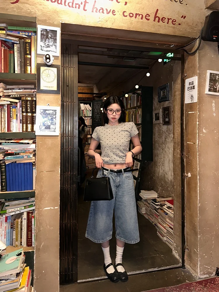 

Свободные широкие джинсы женские Lazy Feel повседневные прямые брюки на семи футов корейские удобные весенне-летние джинсовые обтягивающие брюки