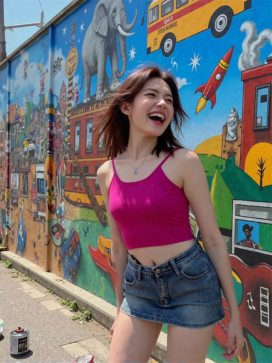 กระโปรงยีนส์เอวสูงทรงมินิ ดีไซน์ไม่สมมาตร รูปทรงแปลกตา ลายเส้นศิลปะ สร้างสรรค์ ทันสมัย แปลกใหม่ ดีไซน์ไม่ซ้ำใคร